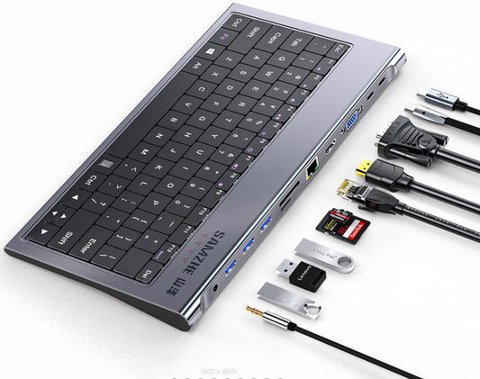 11-IN-1 Multi Usb Docking Station With Keyboard