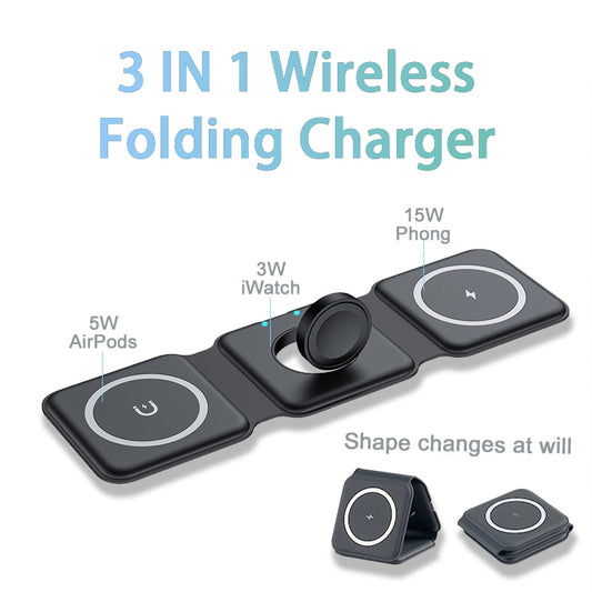 15W Magnetic Wireless Charger for Iphone 13 12 11 XR 8 Apple Airpods Pro iWatch Portable Foldable Fast Charging Dock 3 in 1